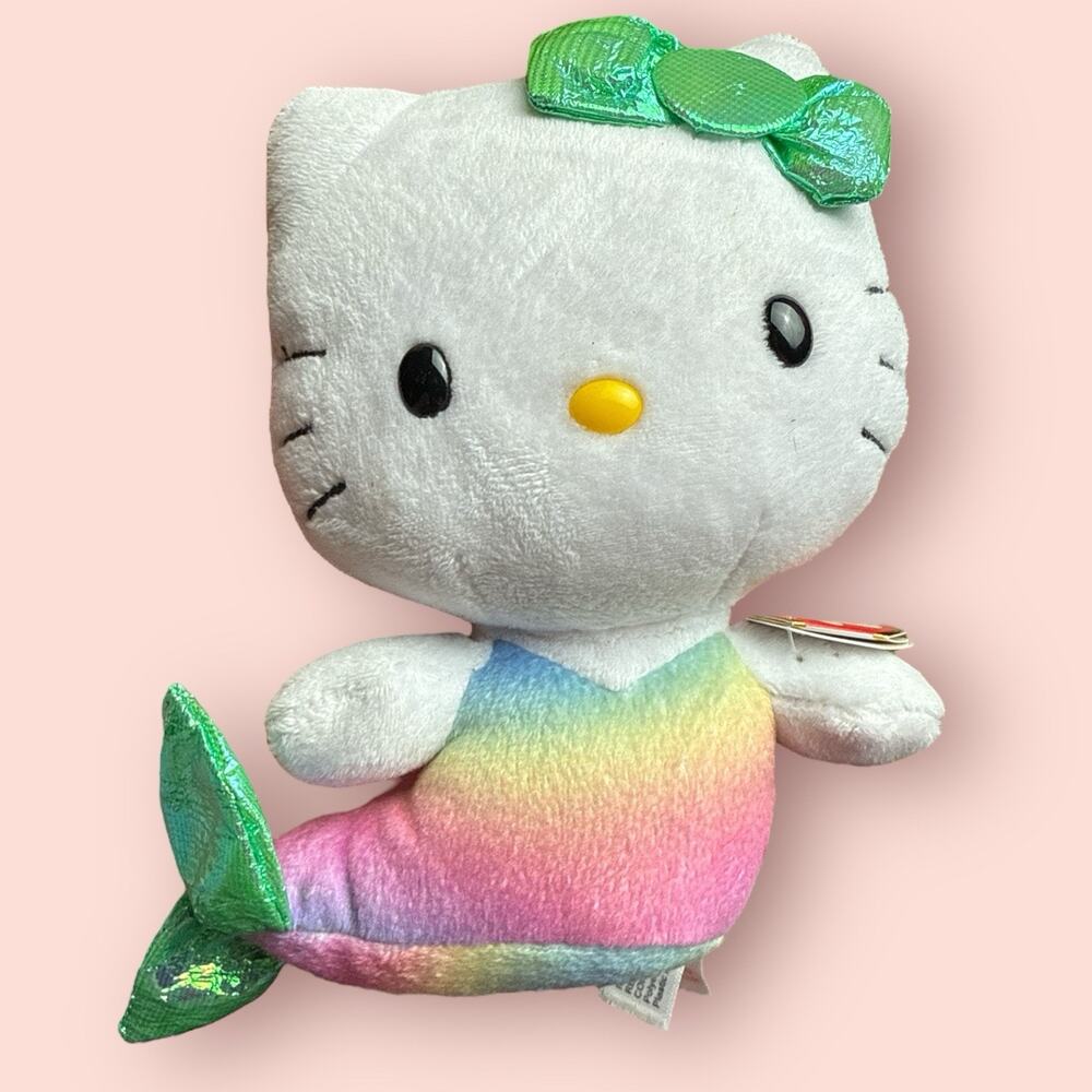 TY Beanie Baby Hello Kitty Mermaid Plush 6" Sanrio 2014 Rainbow